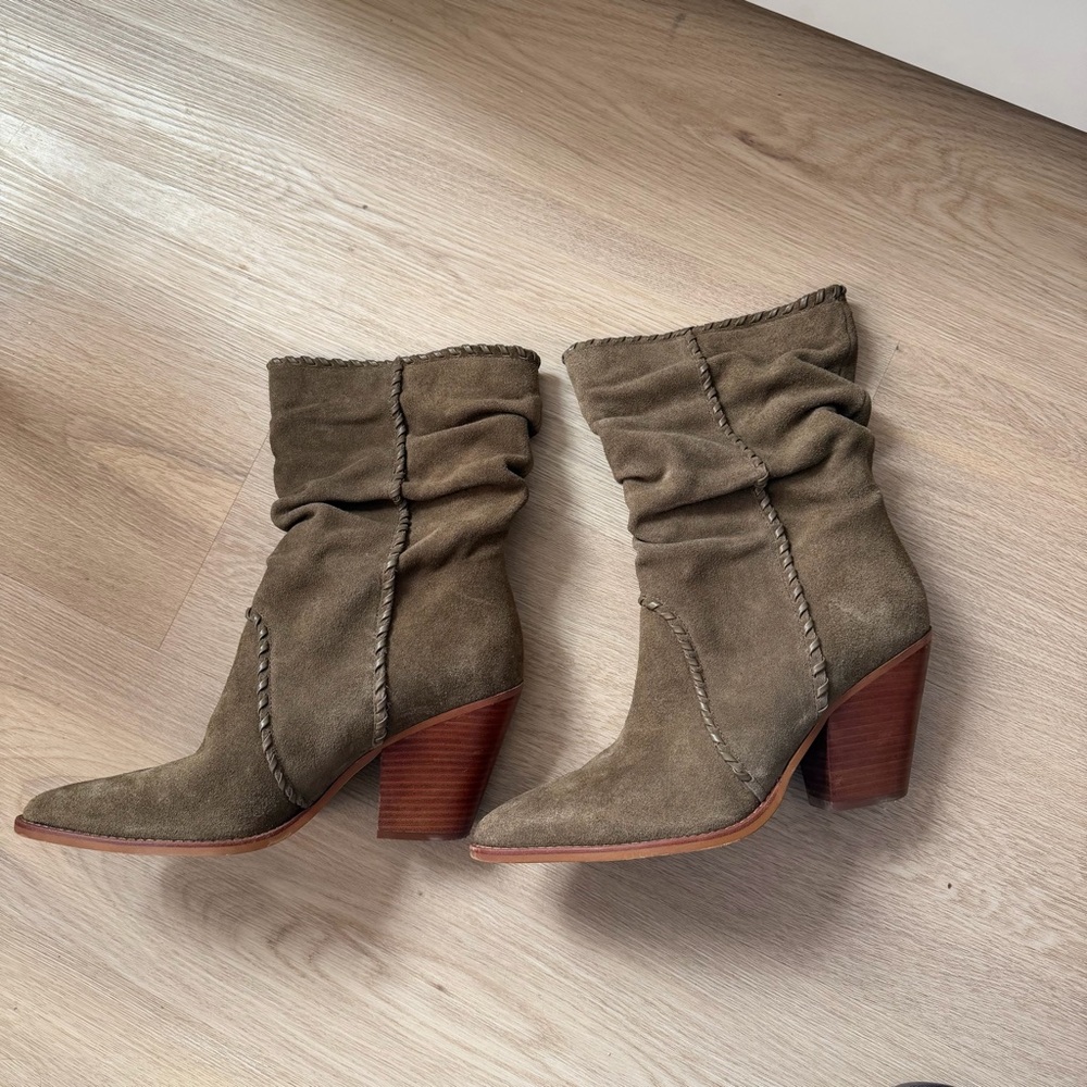 Dolce Vita Julith Boots Olive Suede- Heeled Boots